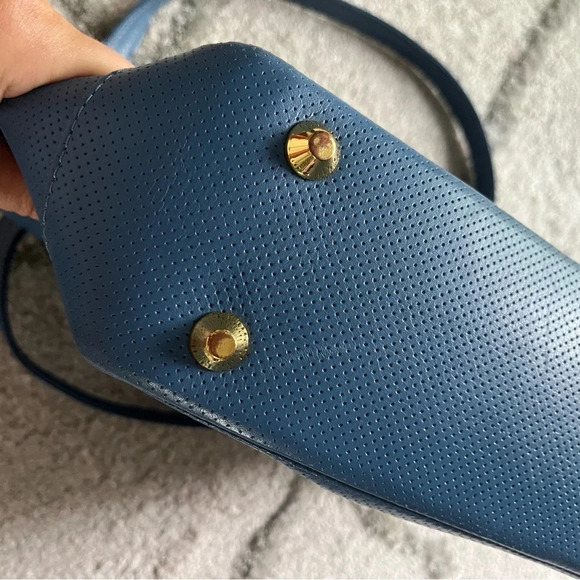 ONNA EHRLICH Amelia Leather Satchel with Tassel blue bag top handle - Picture 7 of 15